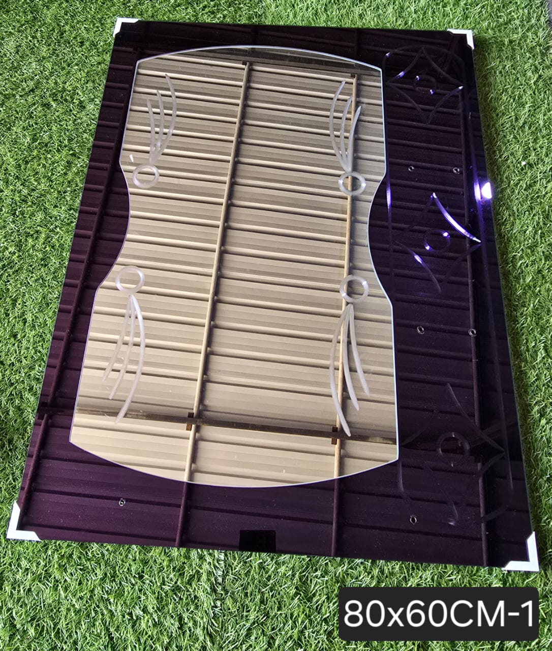 Miroir de salle de bain décoratif à double couche violet foncé