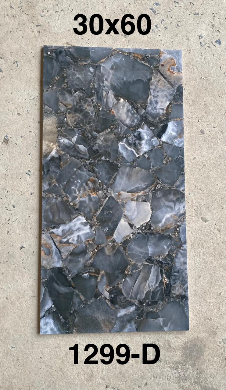 Carrelage Effet Pierre Semi-Précieuse Gris Foncé Réf. 1299-D