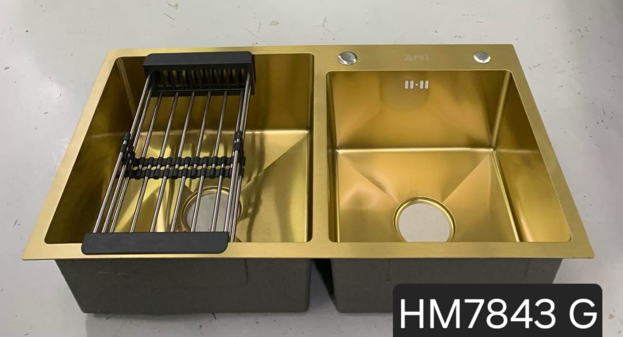 Évier de cuisine double bac (deux cuves) - Modèle HM7843 G